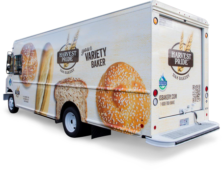 Vector image of the H&S Bakery and Harvest Pride Bread delivery truck